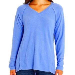 WILDFOX Haley sweater brushed waffle long sleeve peacock NWT size XL v neck pul